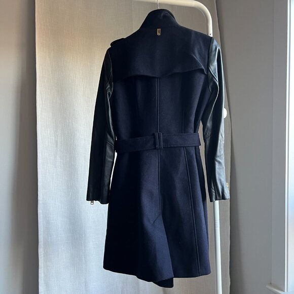 Mackage Double Face Wool Coat with Leather Sleeves - Picture 10 of 14